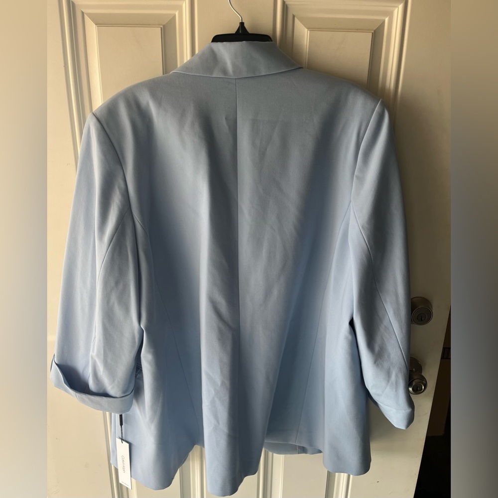Calvin Klein NEW 22W light blue open-front casual blazer three-quarter sleeves - Picture 7 of 8